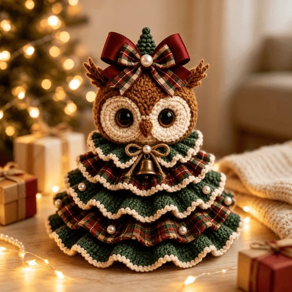 2026 NEW Beginner Crochet Animal Christmas Tree DIY Kit, DIY Handmade Ornament Craft Set with Yarn & Embellishments, Christmas Craft Gift for Beginners