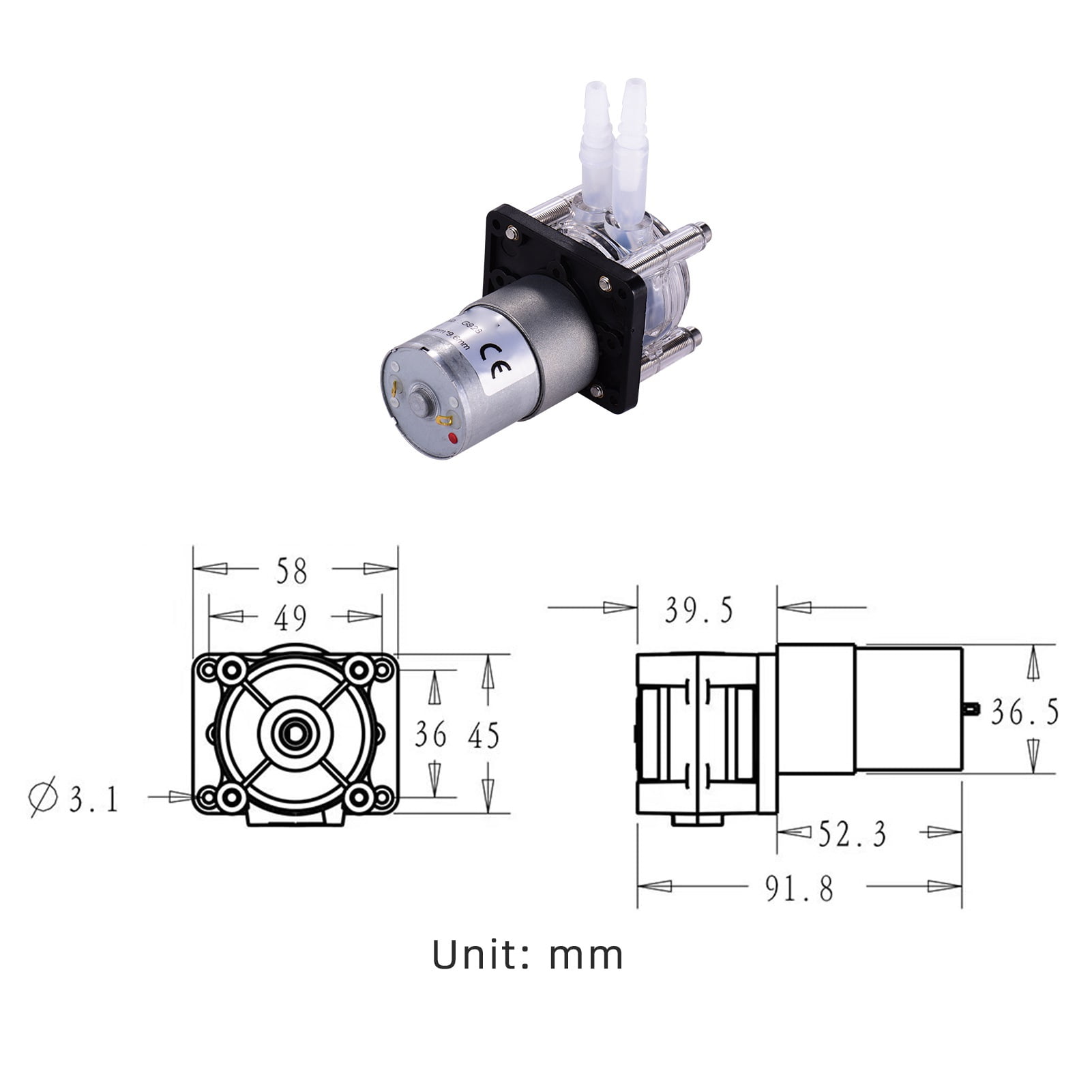 peristaltic pumps Food GROTHEN DC 12V Peristaltic Pump with Silicone Tubing High Water Liquid Pump Dosing Vacuum Pump Self-Priming Anti-Corrosion Adjustable for DIY Aquarium Lab Chemical Analysis