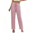 thumbnail image 4 of Karymi Jeans for Women Sequin Wide Leg Pants, Drawstring Elastic High Waist Straight Ankle Trousers, Sparkly Party Casual Long Pants, 4 of 6