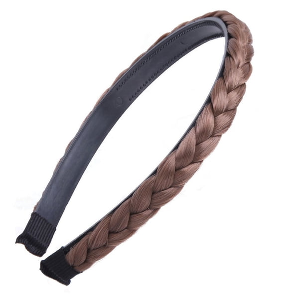Diadema trenzada con trenzas, accesorios para el cabello para mujeres y niñas (café claro)