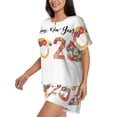 thumbnail image 2 of Fotbe 2025 New Year'S Print Pajama Set for Women 2 Piece Loungewear Short Sleeve Tops and Shorts Set Soft Sleepwear-4X-Large, 2 of 7