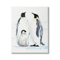 Stupell Industries Winter Penguin Bird Family Soft Watercolor Arctic Animals, 16 x 20, Design by Jacob Green