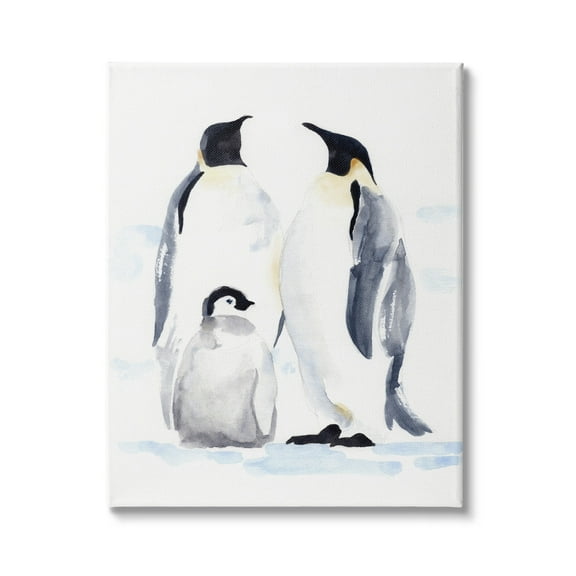 Stupell Industries Winter Penguin Bird Family Soft Watercolor Arctic Animals, 16 x 20, Design by Jacob Green