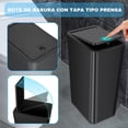 thumbnail image 3 of Set de 3 Bote de Basura para Baño con Tapa Desplegable, Contenedor de Basura pequeño de 10 Litros, Cesto de Basura Delgado y Compacto para Dormitorio, Oficina, Cocina (Negro), 3 of 7