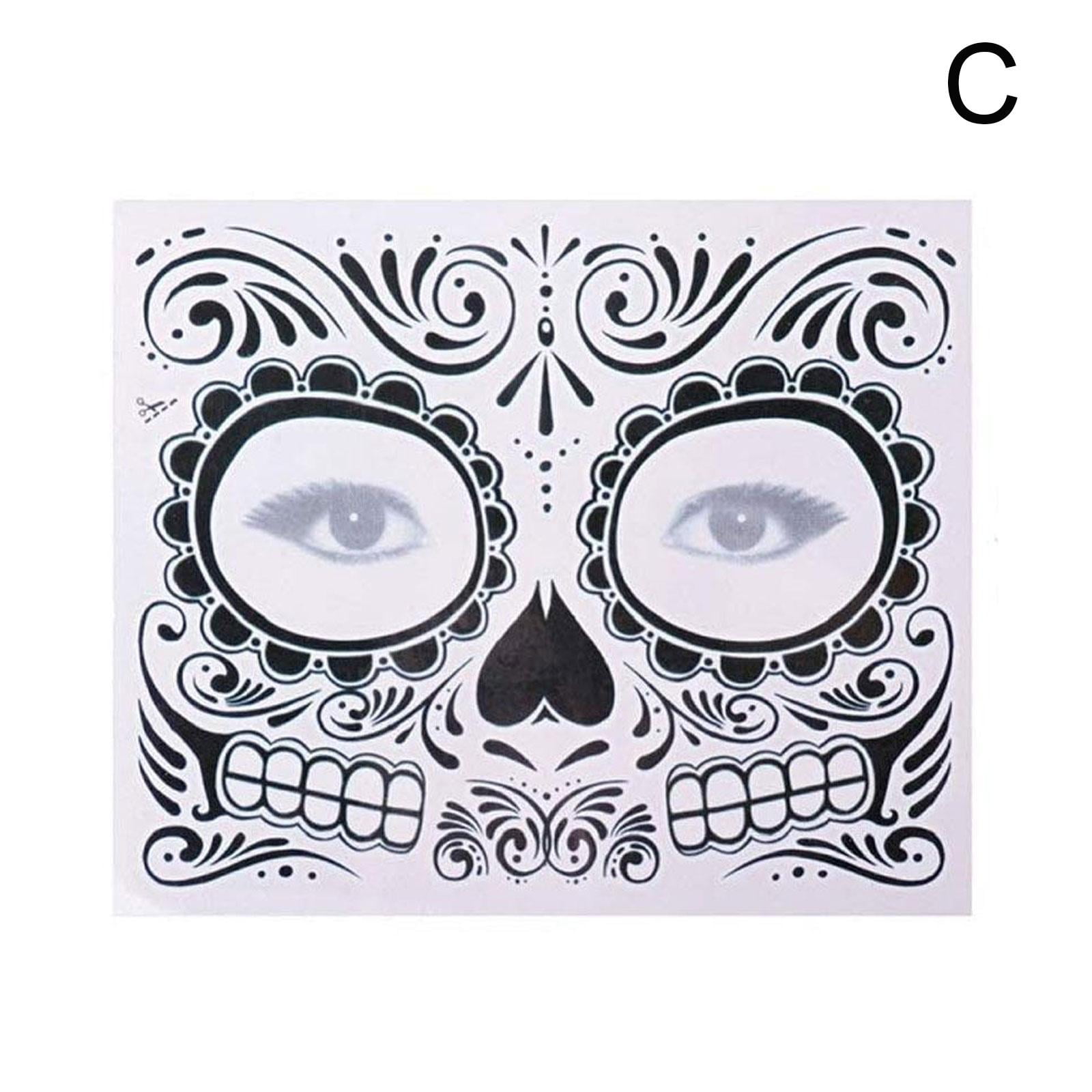 Halloween Face Tattoo Sticker Day of the Dead Temporary Tattoo Body