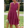 thumbnail image 2 of Vestido de Verano PRETTYGARDEN Mujer 2025 Cuello en V Bordado Ojal Burdeos, 2 of 8