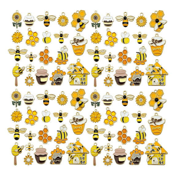 DESIGNICE 40Pcs 20 Pairs Assorted Enamel Bracelet Insect Honeybee Charms for Jewelry Making Diy Necklace Bracelet Earrings Keychain Crafting Charms Kit Crafts Supplies (Sn1039)