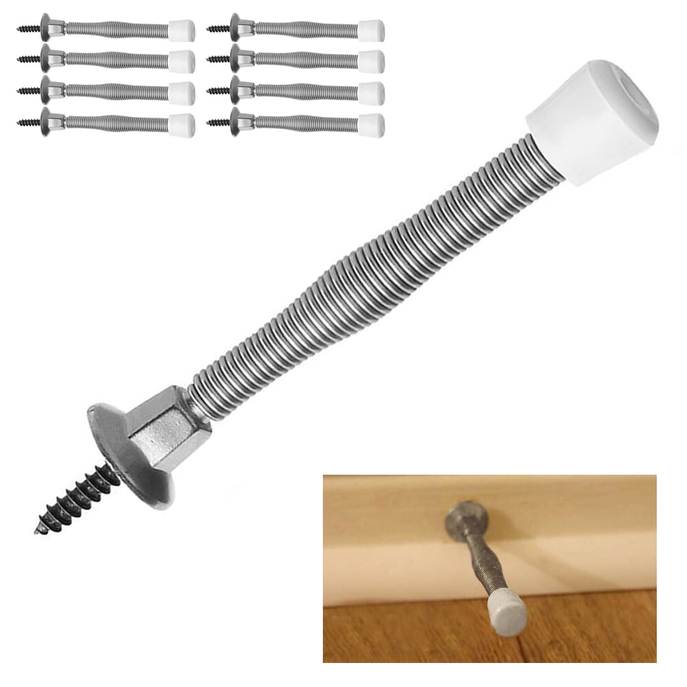 8 Spring Door Stopper Holder Screw On Set Home Wall Guard Top Bumper