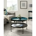 thumbnail image 4 of Kate and Laurel Nira Modern Round Two Tier Coffee Table, 26 Inch Diameter, Teal and Black, Decorative Glam Coffee Table for Storage and Display, 4 of 7