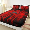 thumbnail image 3 of Feelyou Red Gamepad Boy Bed Sheets, Fashion Game Console King Sheets, Futuristic Stripes Lines Sheet Set, Breathable Home Decor, 4-Piece, 3 of 7
