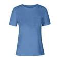thumbnail image 3 of Women's Bateau Sleeve Top – Round Neck Short Sleeve Casual Shirt, Solid Color Blouse, 3 of 4