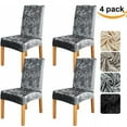 thumbnail image 1 of Pack of 4 Crushed Velvet Chair Covers for Dining Room Chairs, Chair Slipcovers for Hotel Dining Room Ceremony Banquet Wedding Party Decor, Dark Gray, 1 of 9