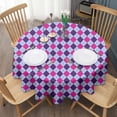 thumbnail image 3 of Pink Purple Checkered Pattern Round Tablecloth 60"x60",Wrinkle Wipeable Table Cloth for Kitchen Dining Room Picnic Patio Party, 3 of 6