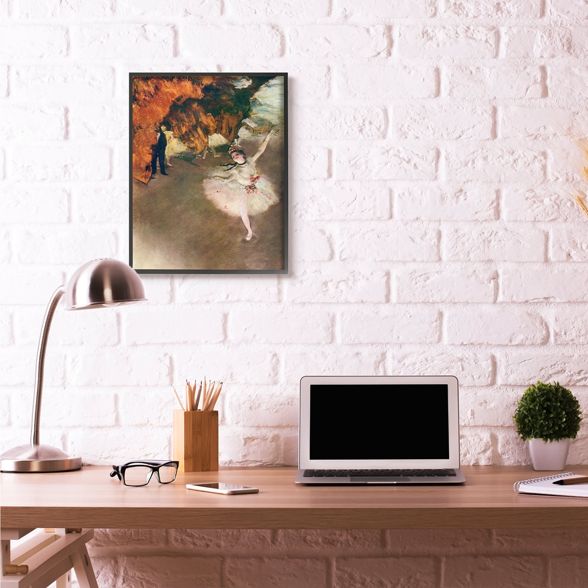 Stupell Industries Ballet Stage Red Brown Classic Degas Painting Black Framed Art Print Wall Art, 24x30, by Edgar Degas