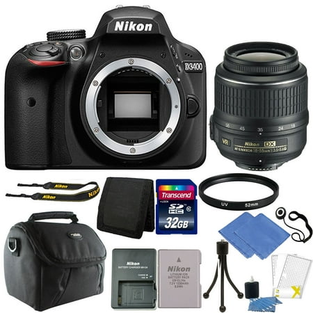 Nikon D3400 24MP Digital SLR Camera with 18-55mm VR Lens + 32GB Great Value (Best Value Nikon Dslr)