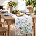 thumbnail image 2 of Table Runner 60 Inches Long for Kitchen Dining, Spring Floral Dresser Scarf Farmhouse, Dining Table Decorations for Wedding/Parties, Wildflowers Herbs Summer Botanical 13 x 60 In, 2 of 9
