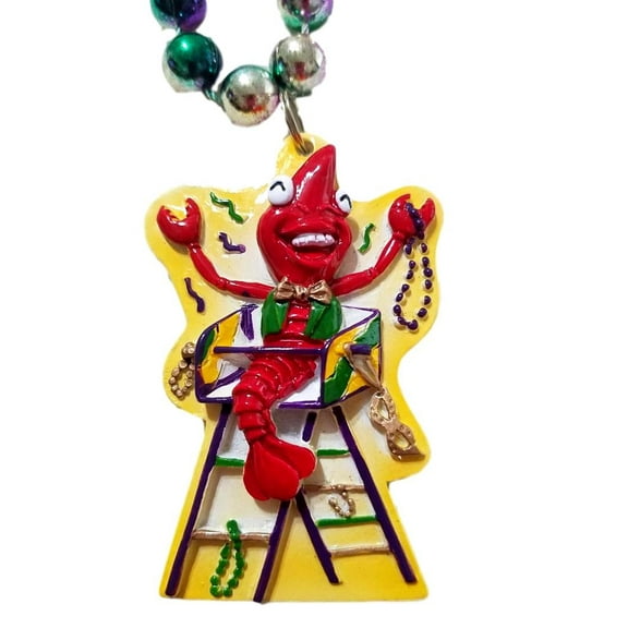 Crawfish on Mardi Gras Ladder Beads Party Favor Necklace