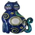 thumbnail image 2 of Hand Painted Blue Cat Doorbell - Wired & Illuminated Push Button Cast in Durable Polyresin, 2 of 2