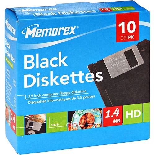 memorex 10 x floppy disk 1.44 mb black pc storage media