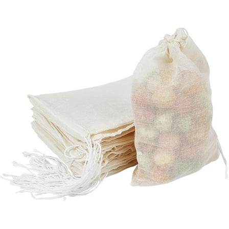 25Pcs Reusable Drawstring Soup Bags 3.9X 6 inch Cloth Filter Bags with Reusable DIY