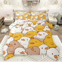 jejeloiu Kawaii Duck Bedding Comforter Set,Puppy Yellow Duck Twin Comforter Sets,Cartoon Animal Bedding Set For Girls Kids,Luxury Bedroom Decor Reversible,2-Piece