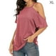 thumbnail image 1 of Camiseta de mujer Verano con hombros descubiertos Blusa de manga corta Top suelto, Rosa, XL Monstrate AP001354-14, 1 of 5