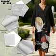 thumbnail image 5 of DISNIMO Crane Flower Printed Linen Style Women 2026 Summer Maxi Dress Casual Loose Dresses for Women 3/4 Sleeve V Neck Shift Dress Fashion Long Midi Dresses, M, 5 of 6