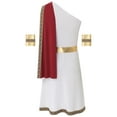 thumbnail image 3 of Haitryli Men's Ancient Greek God Toga with Sleeves One Shoulder Halloween Costume Tunic Role Play Burgundy XXL, 3 of 7