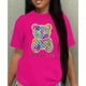 thumbnail image 3 of Playera Blusa Casual Con Impresion De Oso Multicolor Para Mujer Color Fucsia Talla Mediana Marca Emil SaEs, 3 of 4