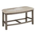 thumbnail image 1 of Rustic Gray Wood Counterheight Dining Bench in Beige Linen Fabric, 1 of 2
