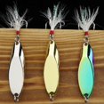 thumbnail image 4 of CHAO Señuelo de pesca de metal deslumbrante, cebo con lentejuelas, cucharillas de pesca de metal con plumas para uso en pesca de agua dulce, 10 g, 4 of 5