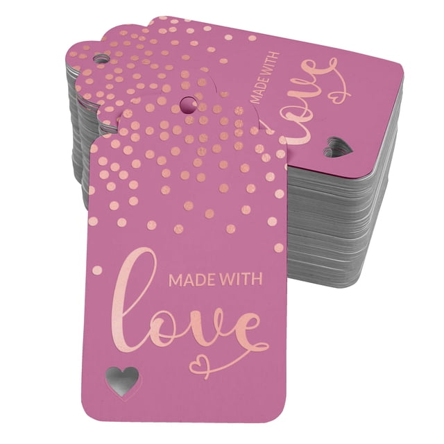 Inkdotpot Rose Gold Foil Paper Hang Tags Made With Love Text Favor Tags 50 Pack