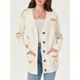 thumbnail image 4 of Oversized Cardigan Sweater Women's Bow Print Button V Neck Long Sleeve Loose Knitted Autumn Fashion Jacket, 4 of 6