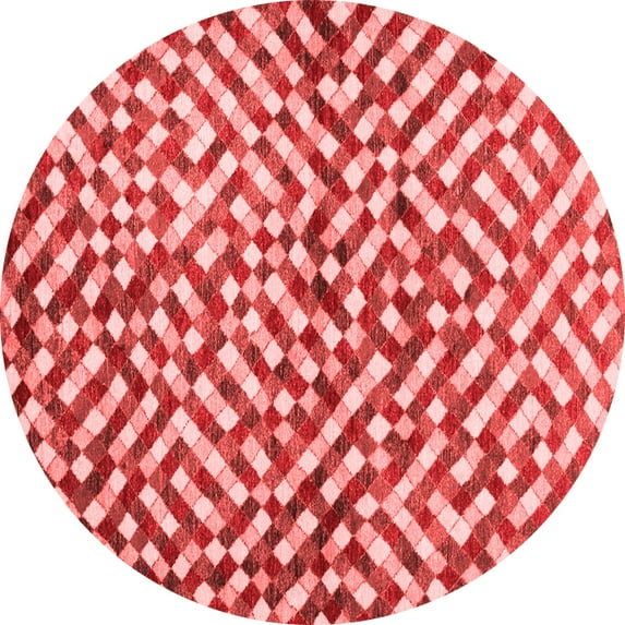 Ahgly Company Indoor Round Abstract Red Contemporary Area Rugs, 7' Round