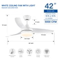 thumbnail image 5 of 42 Inch Integrated LED Ceiling Fan with White ABS Blades and Adjustable Light Settings for Quiet Cooling in Indoor Spaces, 5 of 9