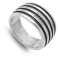 thumbnail image 4 of Antiqued Groove Bar Line Wide Wedding Ring .925 Sterling Silver Band Jewelry Female Male Size 8, 4 of 4