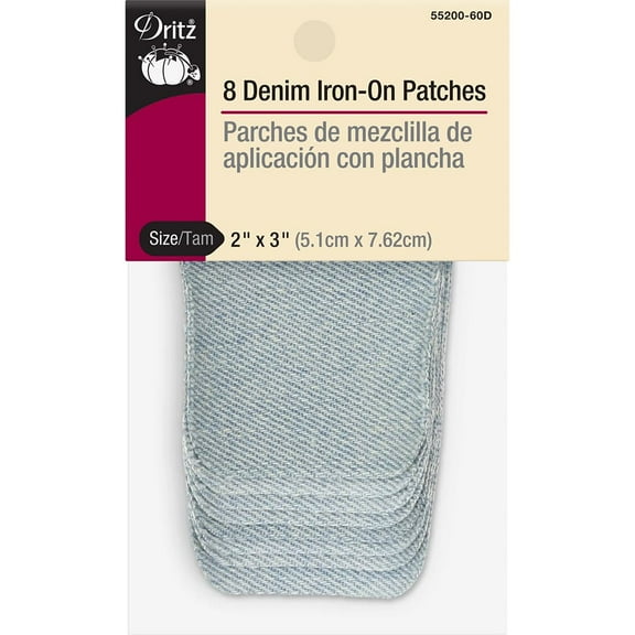 Dritz Iron-On Patches 2"X3" 8/Pkg-Dark Blue Denim