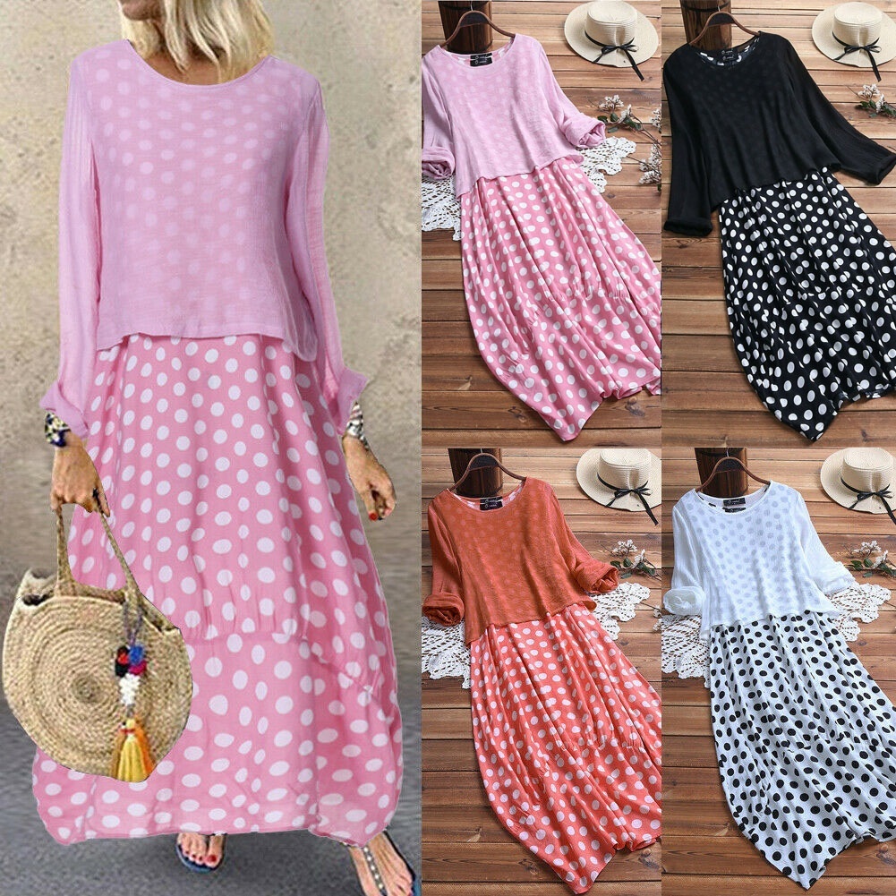 plus size pink polka dot dress