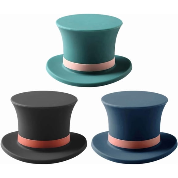 Ipetboom 3-Piece Silicone Wine Bottle Stoppers, Hat-Shaped Bottle Plugs, Reusable Wine Sealers for Sparkling Wine and Spirits, Green, Black, and Dark Blue – for Home and Bar Use