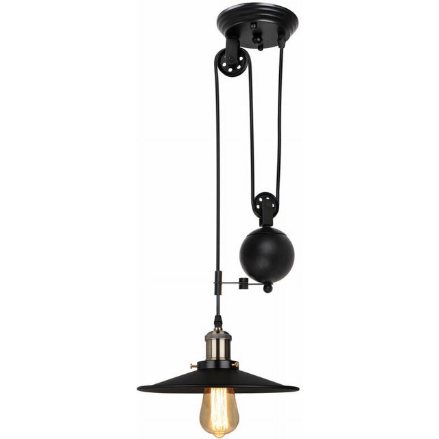 Vintage Style Pendant Lighting, Light Pulley Pendant For Commercial And Residential Use With Adjustable Length Design And Hard-Wired Installation
