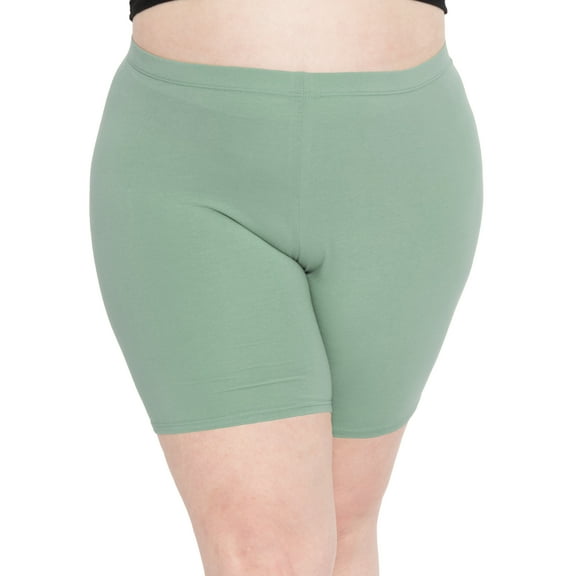 Stretch Is Comfort Women's Cotton Plus Size Biker Shorts Sage Green X-Large