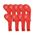 thumbnail image 2 of Juego de para cabezas de golf, para cabezas de hierro, PU 9 piezas (3 4 5 6 7 8 9 S P) Número bordado Funda protectora para cabezas de g rojo Soledad Cubiertas de hierro de golf, 2 of 9