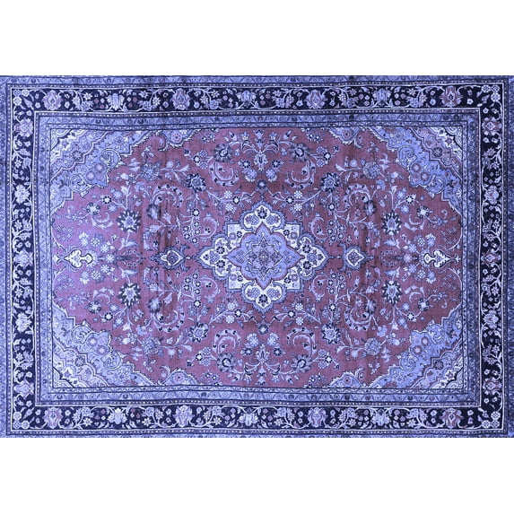Ahgly Company Machine Washable Indoor Rectangle Persian Blue Traditional Area Rugs, 2' x 3'