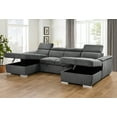 thumbnail image 2 of U-Shaped Sleeper Sofa, 121 Inch Oversize - 2-in-1 Pull-Out Bed with Double Storage Chaise for Living Room Furniture, Dark Grey, 2 of 9