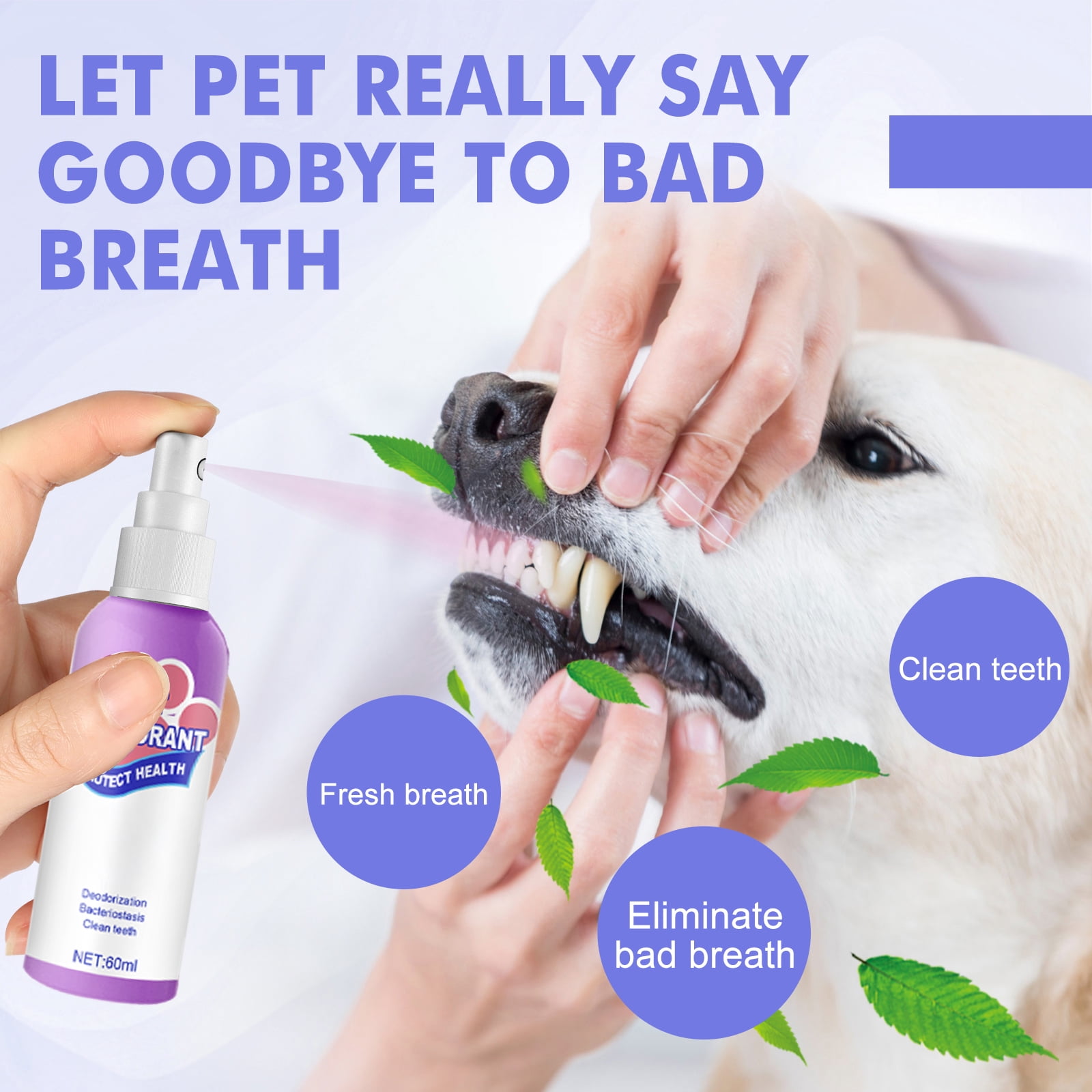 Alvantor Mint Flavor Dog Breath Freshener Spray for Pets with Tartar Control - 2.02 fl oz