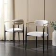 thumbnail image 2 of Safavieh Covelle Modern Metal and Fabric Dining Arm Chairs, Black / Gold / Dove Gray Linen (Set of 2), 2 of 8