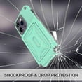 thumbnail image 5 of TECH CIRCLE For iPhone 14 Pro Max Defender Wallet Design with Card Holder and Hidden Back Mirror Three Layer Heavy Duty Protection Shockproof All-Round Armor Protective Case, Mintgreen, 5 of 6