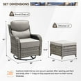 thumbnail image 2 of Planntonneo 4 Piece Wicker Patio Furniture Set with 2pcs Swivel Glider Chairs(6-inch Thick Cushions) and 2pcs Ottomans for Backyard, Porch, Balcony, Grey/Beige, 2 of 11