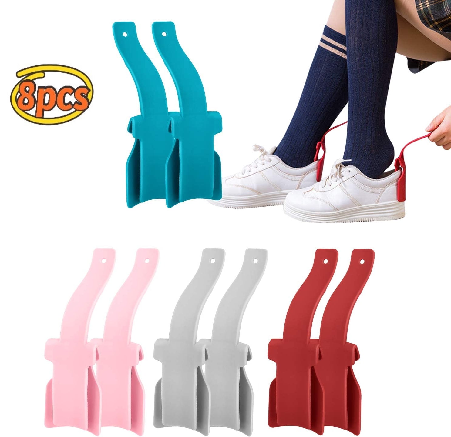 Lazy Shoes Helper Portable Sock Slider for Easy to Wear Shoes Plastic Shoehorn for Men Women and Kids Fits for All Shoes 