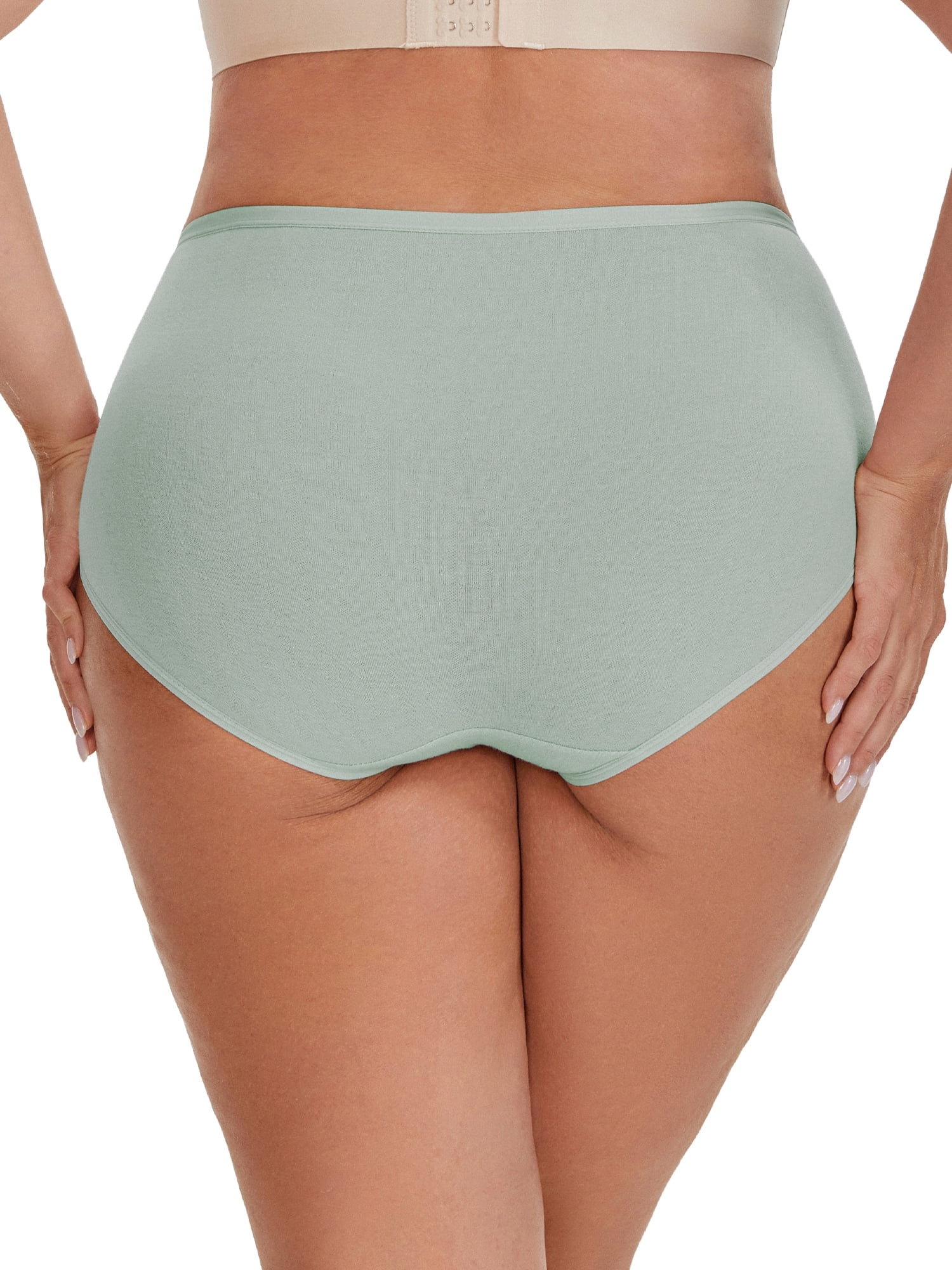 DARING DIVA Women's High Rise Cotton Underwear Full Coverage Lace Briefs 3XL Green